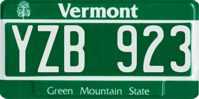 VT license plate YZB923