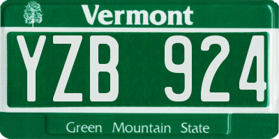 VT license plate YZB924