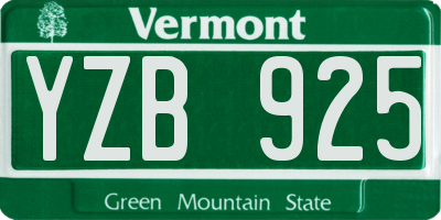 VT license plate YZB925