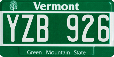 VT license plate YZB926