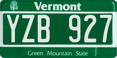 VT license plate YZB927