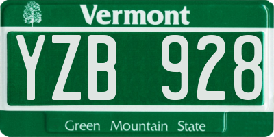 VT license plate YZB928