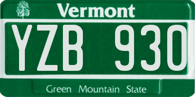 VT license plate YZB930