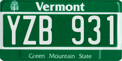 VT license plate YZB931