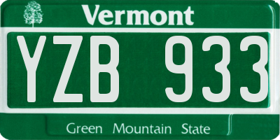 VT license plate YZB933
