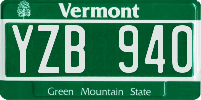 VT license plate YZB940