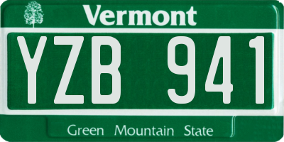 VT license plate YZB941