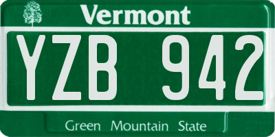 VT license plate YZB942