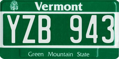 VT license plate YZB943