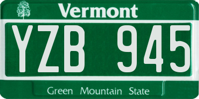 VT license plate YZB945