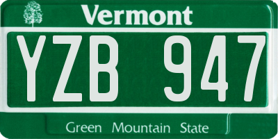 VT license plate YZB947
