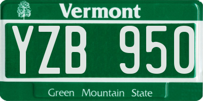 VT license plate YZB950