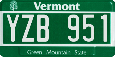VT license plate YZB951