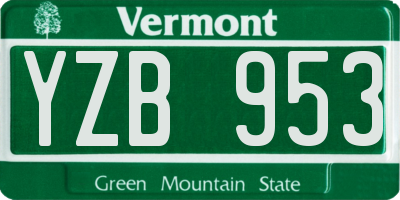 VT license plate YZB953