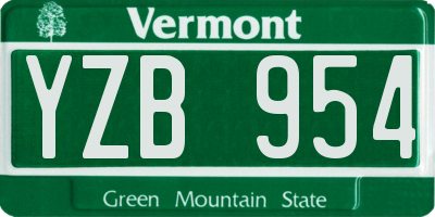 VT license plate YZB954
