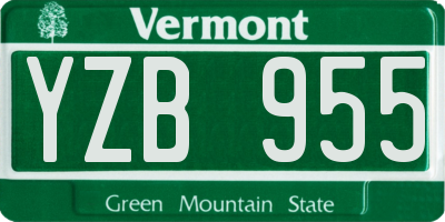 VT license plate YZB955
