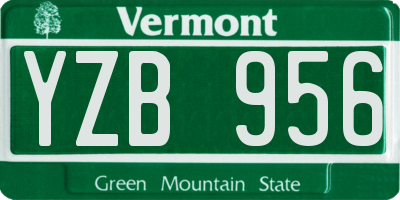 VT license plate YZB956