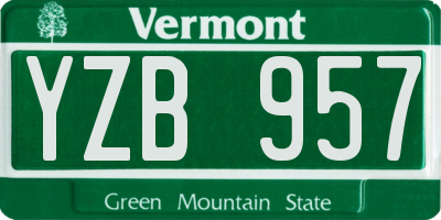 VT license plate YZB957