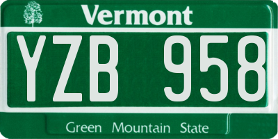 VT license plate YZB958