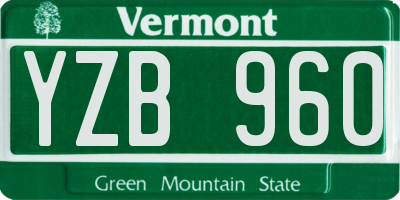 VT license plate YZB960
