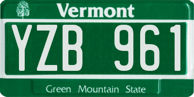 VT license plate YZB961