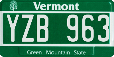 VT license plate YZB963