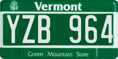 VT license plate YZB964