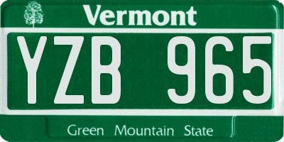 VT license plate YZB965