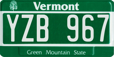 VT license plate YZB967