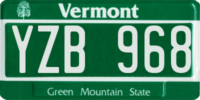 VT license plate YZB968