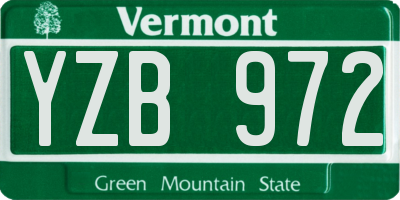 VT license plate YZB972