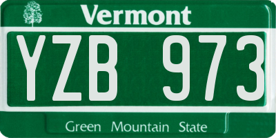 VT license plate YZB973