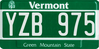 VT license plate YZB975