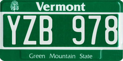 VT license plate YZB978
