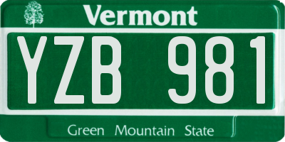 VT license plate YZB981