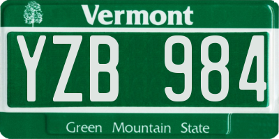VT license plate YZB984