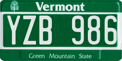 VT license plate YZB986