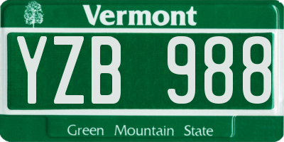VT license plate YZB988