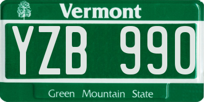 VT license plate YZB990