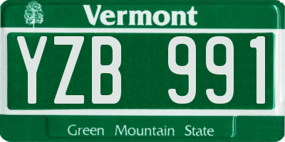 VT license plate YZB991