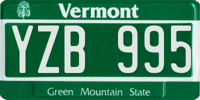 VT license plate YZB995