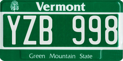 VT license plate YZB998