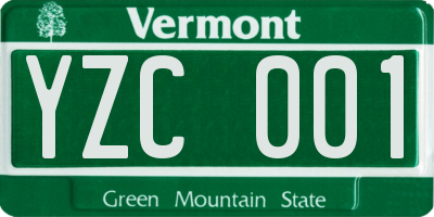 VT license plate YZC001