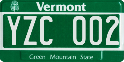 VT license plate YZC002