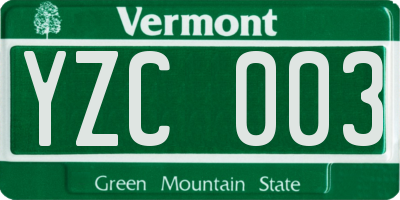 VT license plate YZC003