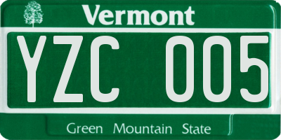VT license plate YZC005