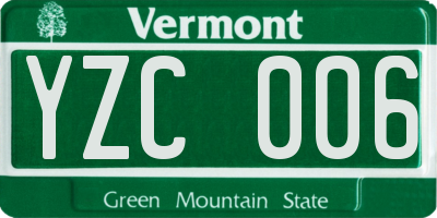 VT license plate YZC006