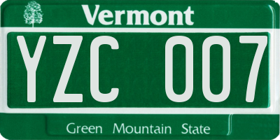 VT license plate YZC007