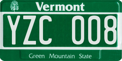 VT license plate YZC008