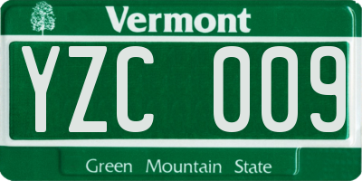 VT license plate YZC009